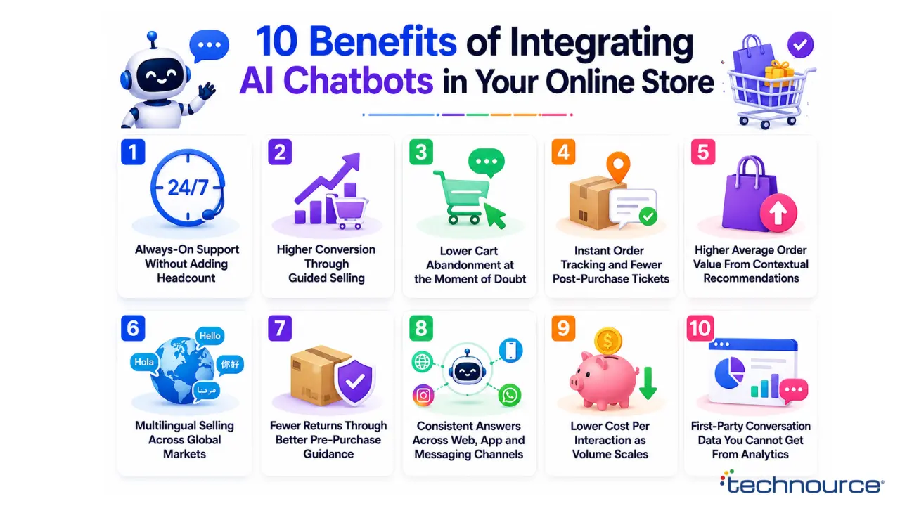 10 Benefits Of Integrating AI Chatbots in Your Online Store