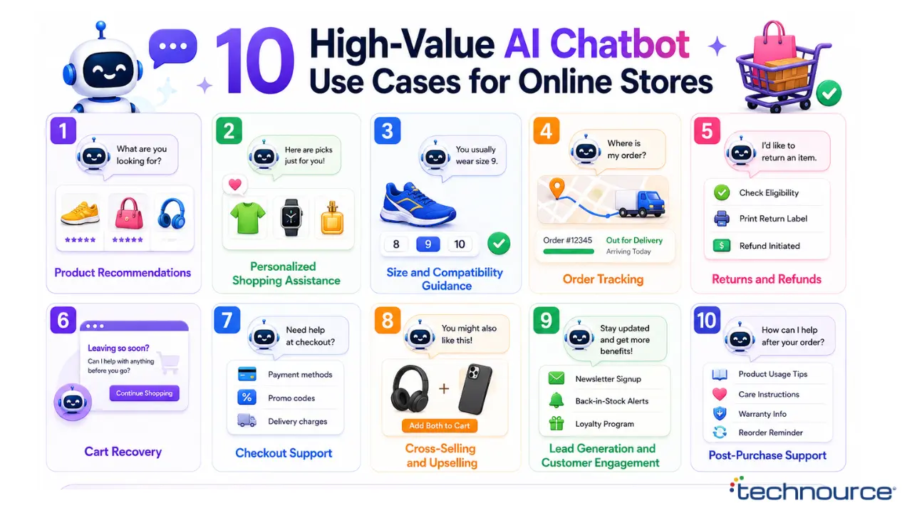 10 High Value AI Chatbots Use Cases for Online Stores