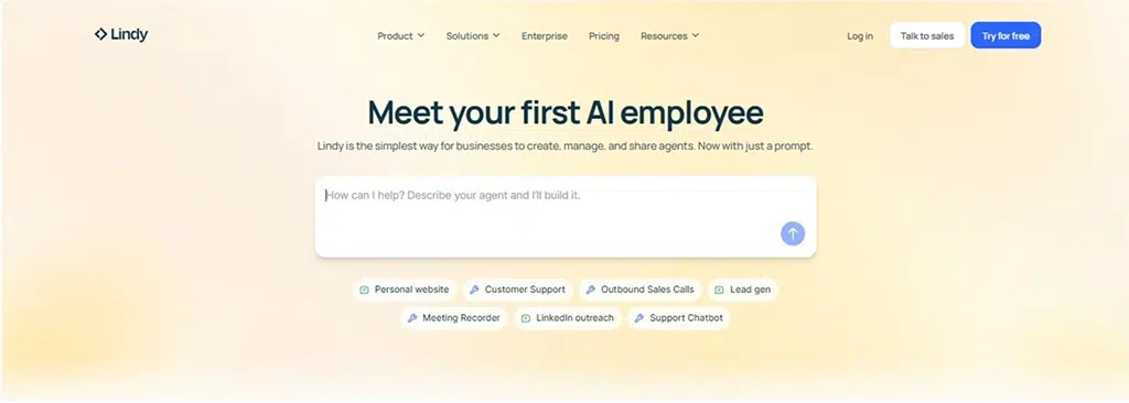 Image showing the homepage of Lindy