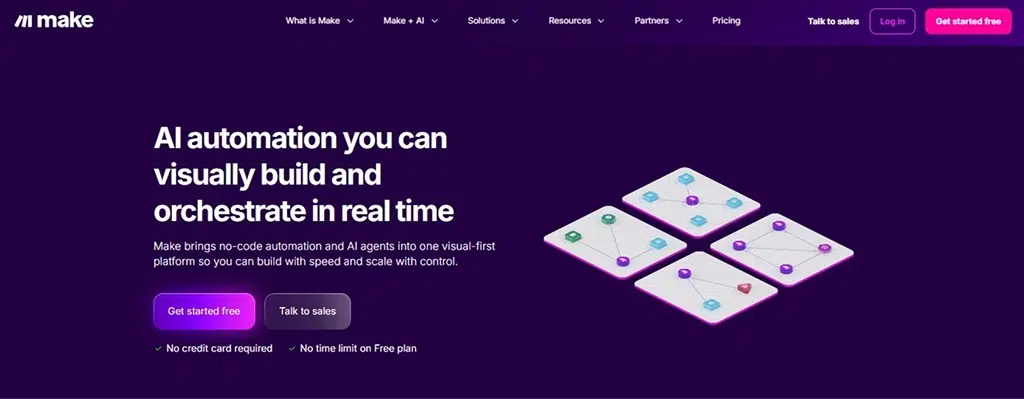 Image showing the homepage of Make