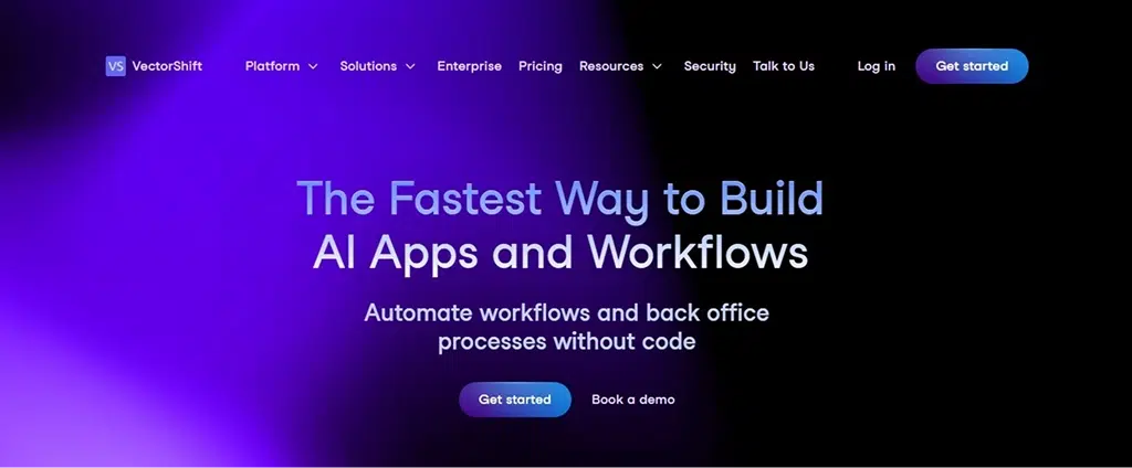 Image showing the homepage of Vectorshift